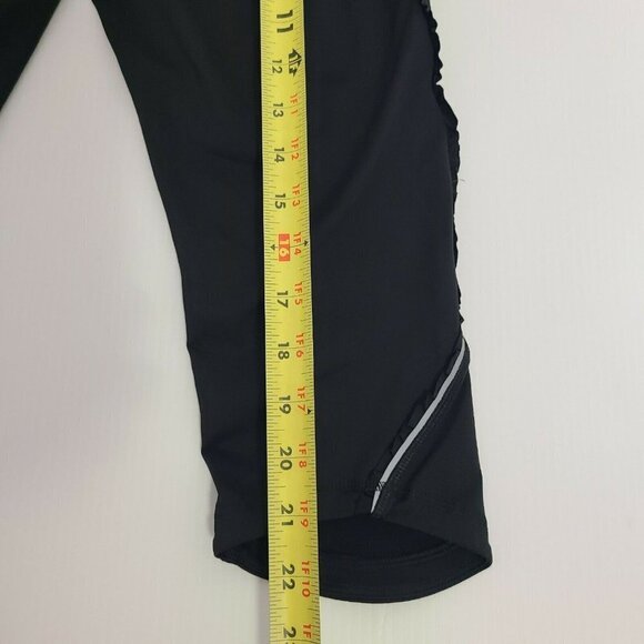 Lululemon 6 Run For Your Life Black Ruched Ruffle Side Back Pocket Crop Leggings - Picture 7 of 11